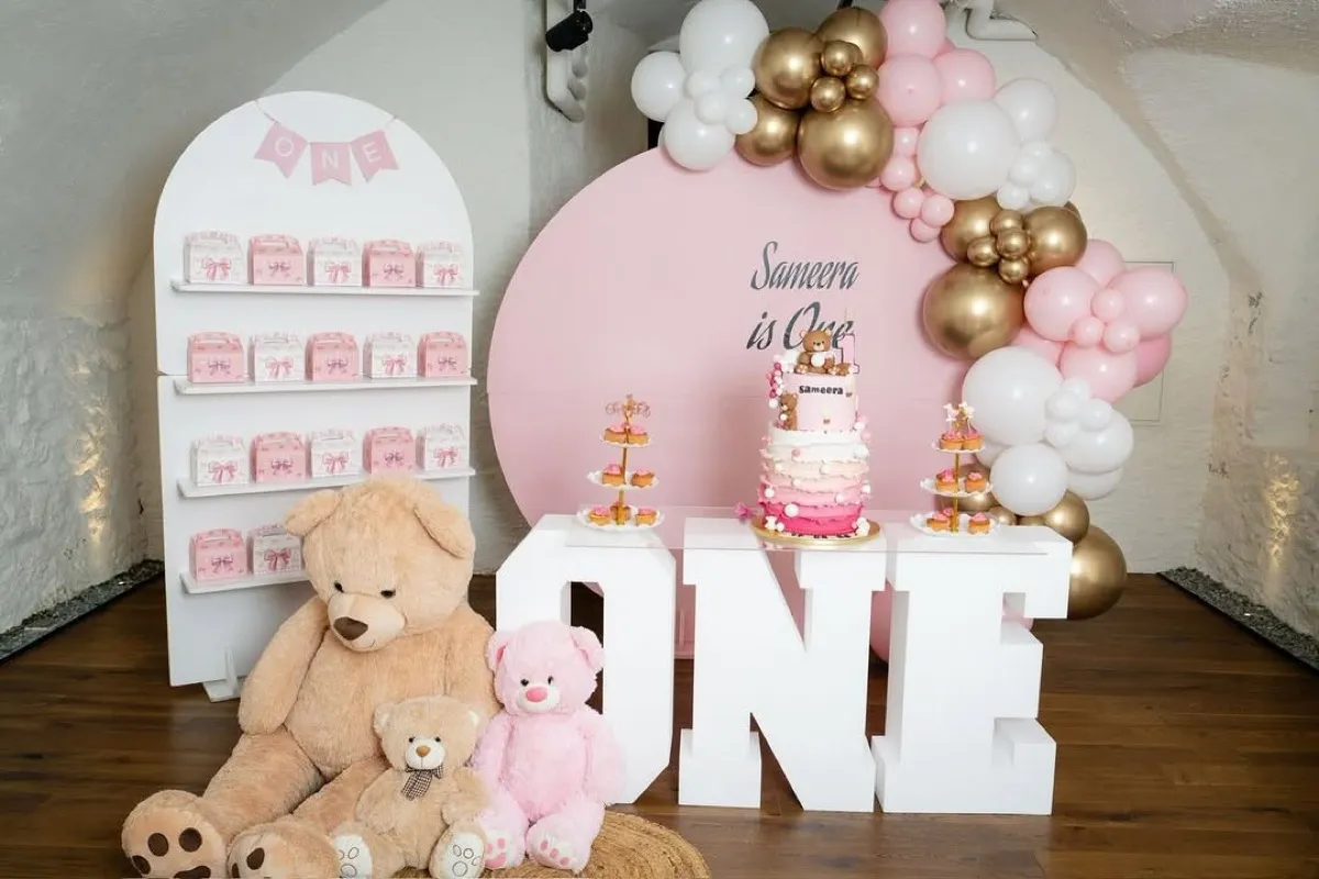 Erster Geburtstag Dekoration Rosa und Gold